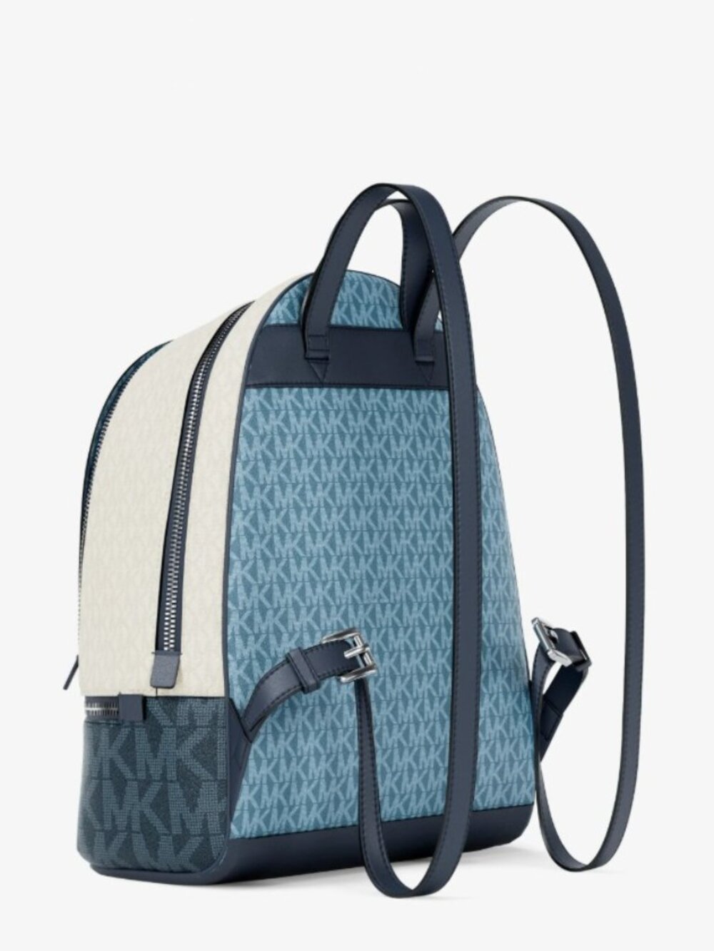NWT Michael Kors Rhea Medium Color-Block Signature Logo Backpack Denim Multi - Picture 3 of 4